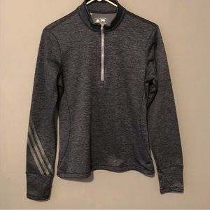 Adidas 1/4 Zip Brushed Terry Heathered Gray Size Small